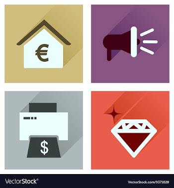 Concept of flat icons with long shadow economics vector image