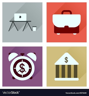 Concept of flat icons with long shadow economics vector image