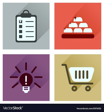 Concept of flat icons with long shadow economics vector image