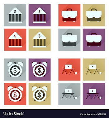 Concept of flat icons with long shadow economics vector image