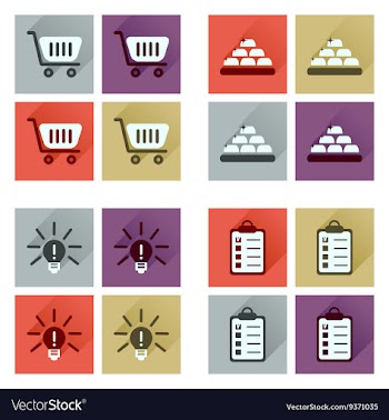 Concept of flat icons with long shadow economics vector image
