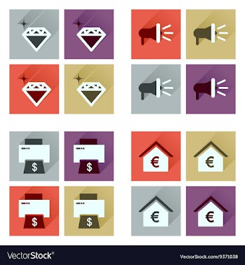 Concept of flat icons with long shadow economics vector image