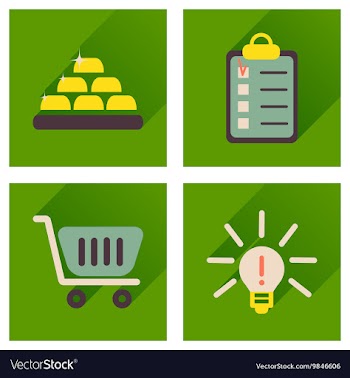 Concept of flat icons with long shadow economics vector image