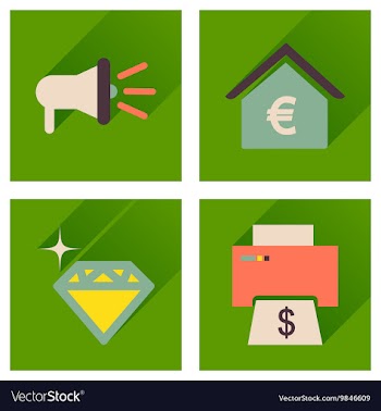 Concept of flat icons with long shadow economics vector image