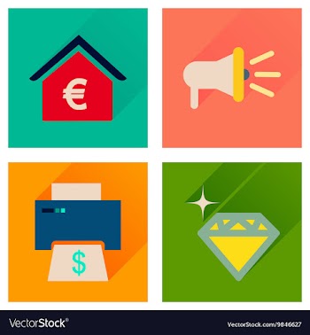 Concept of flat icons with long shadow economics vector image