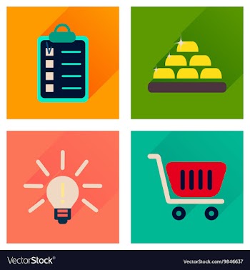 Concept of flat icons with long shadow economics vector image
