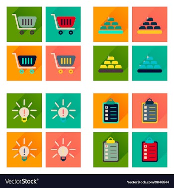 Concept of flat icons with long shadow economics vector image