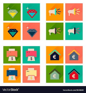 Concept of flat icons with long shadow economics vector image