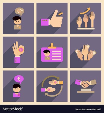 Concept of flat icons with long shadow economy vector image