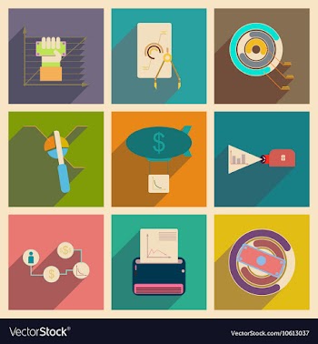 Concept of flat icons with long shadow economy vector image