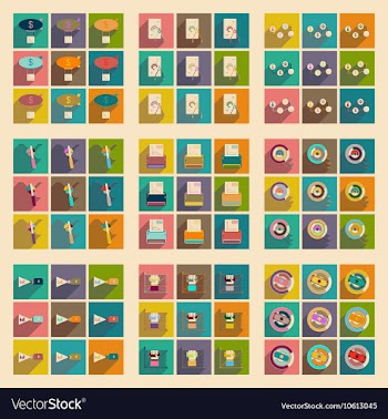 Concept of flat icons with long shadow economy vector image