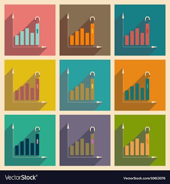 Concept of flat icons with long shadow economy vector image