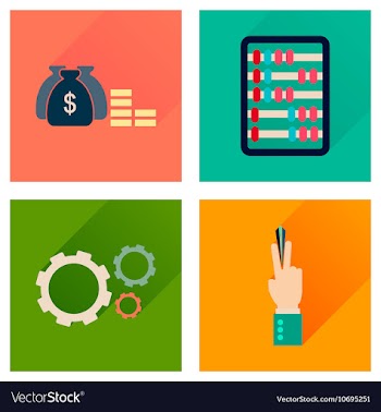 Concept of flat icons with long shadow economy vector image