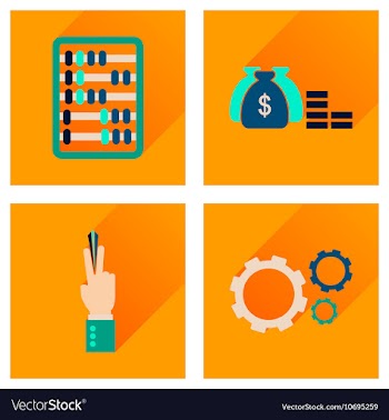 Concept of flat icons with long shadow economy vector image