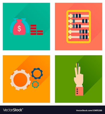 Concept of flat icons with long shadow economy vector image