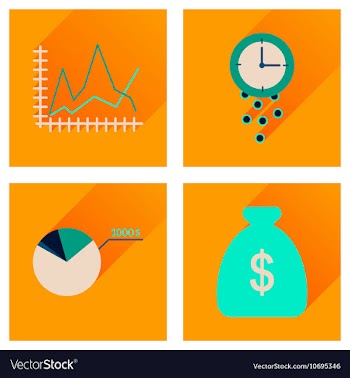 Concept of flat icons with long shadow economy vector image