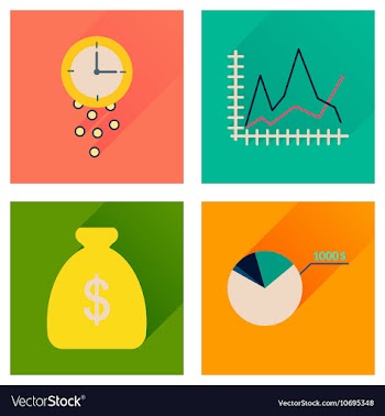 Concept of flat icons with long shadow economy vector image