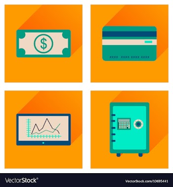 Concept of flat icons with long shadow economy vector image
