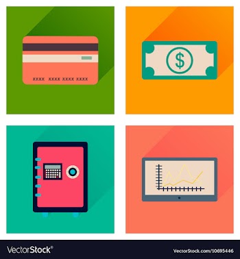 Concept of flat icons with long shadow economy vector image