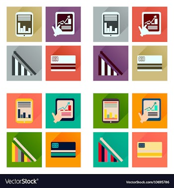 Concept of flat icons with long shadow economy vector image