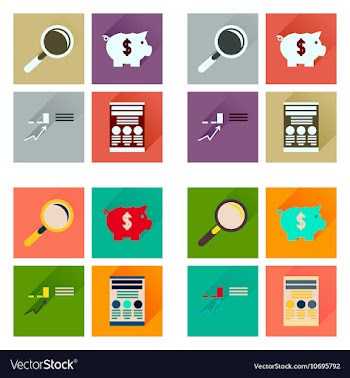 Concept of flat icons with long shadow economy vector image