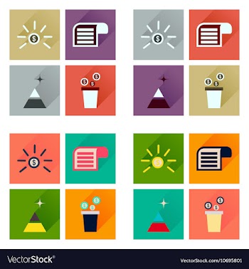 Concept of flat icons with long shadow economy vector image