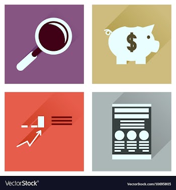 Concept of flat icons with long shadow economy vector image