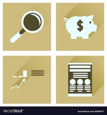 Concept of flat icons with long shadow economy vector image