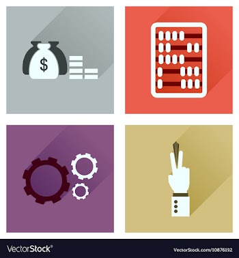 Concept of flat icons with long shadow economy vector image