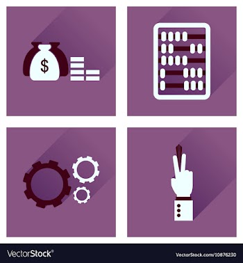 Concept of flat icons with long shadow economy vector image