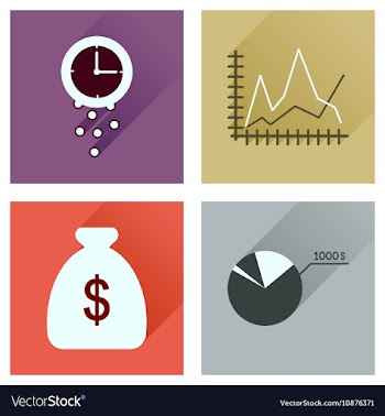 Concept of flat icons with long shadow economy vector image