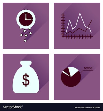 Concept of flat icons with long shadow economy vector image
