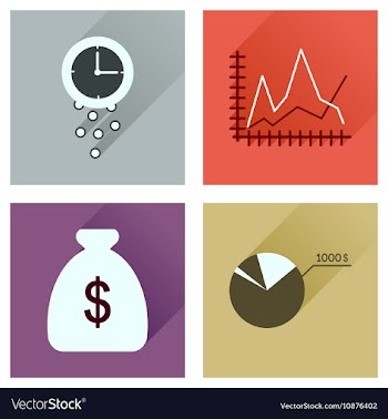 Concept of flat icons with long shadow economy vector image