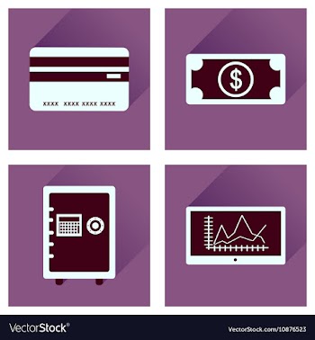 Concept of flat icons with long shadow economy vector image