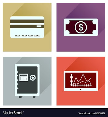 Concept of flat icons with long shadow economy vector image