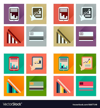 Concept of flat icons with long shadow economy vector image