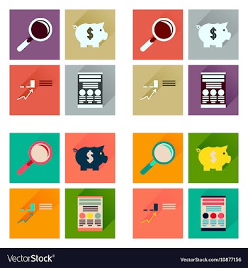 Concept of flat icons with long shadow economy vector image