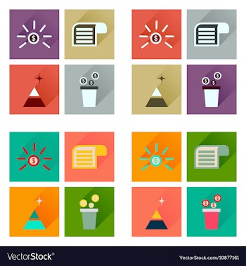 Concept of flat icons with long shadow economy vector image