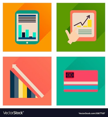 Concept of flat icons with long shadow economy vector image