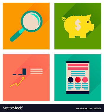 Concept of flat icons with long shadow economy vector image
