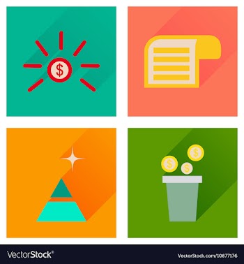 Concept of flat icons with long shadow economy vector image