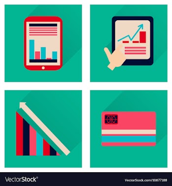 Concept of flat icons with long shadow economy vector image