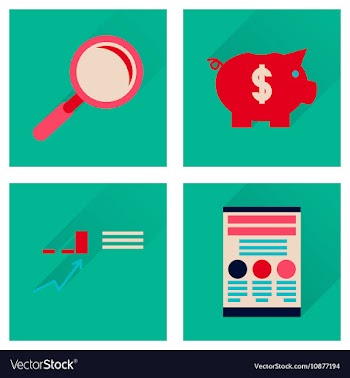 Concept of flat icons with long shadow economy vector image