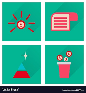 Concept of flat icons with long shadow economy vector image