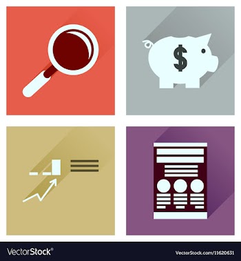 Concept of flat icons with long shadow economy vector image