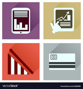 Concept of flat icons with long shadow economy vector image