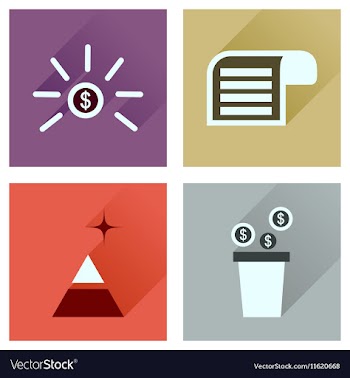 Concept of flat icons with long shadow economy vector image
