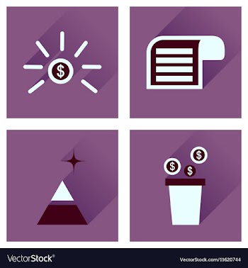 Concept of flat icons with long shadow economy vector image