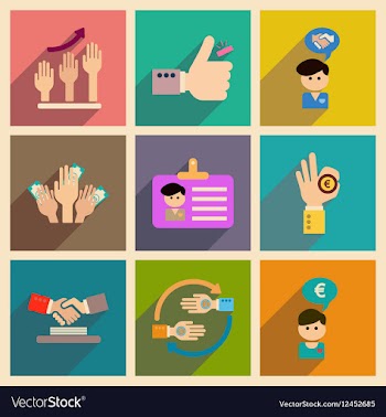 Concept of flat icons with long shadow economy vector image