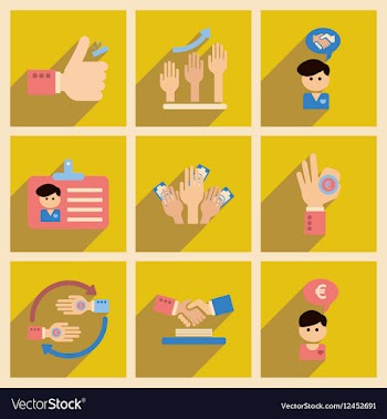 Concept of flat icons with long shadow economy vector image